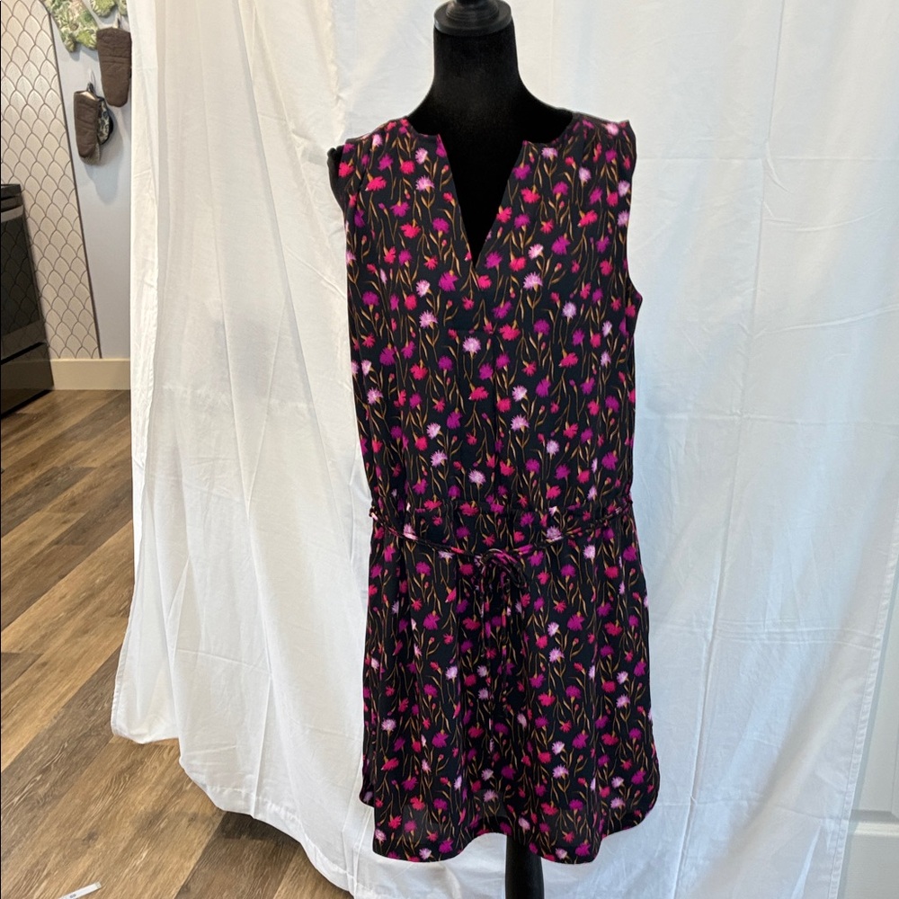 GAP Black Mini Dress with Pink Floral Print